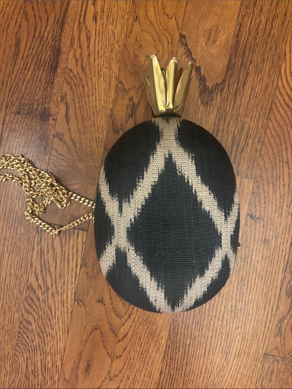 Black and Cream Pineapple Clutch with Gold Accent